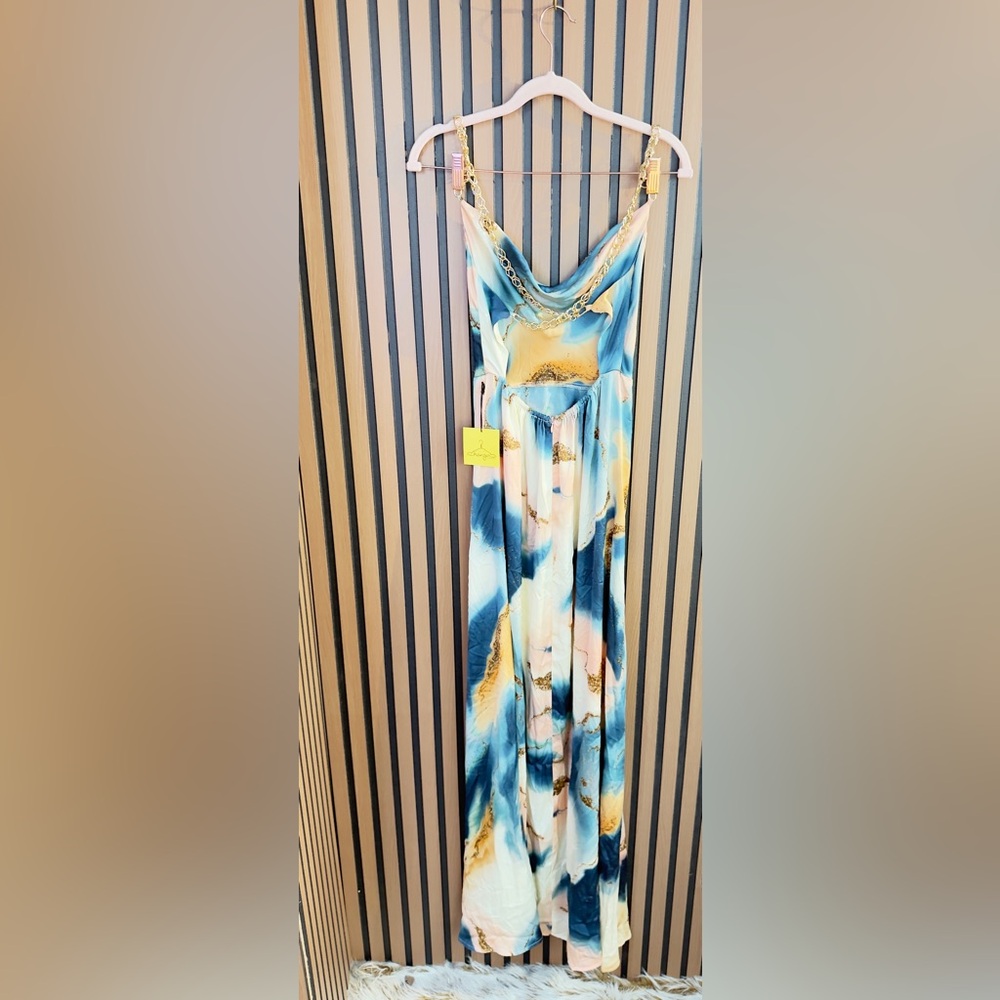 NWT LUXXEL Elegant‎ Multicolor Maxi Dress SZ S - Picture 6 of 13